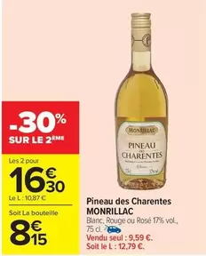 Monrillac - Pineau Des Charentes offre à 9,59€ sur Carrefour Contact