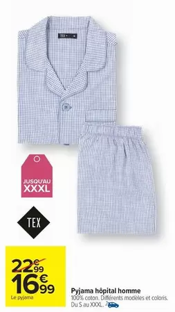 Tex - Pyjama Hâpital Homme offre à 16,99€ sur Carrefour Contact