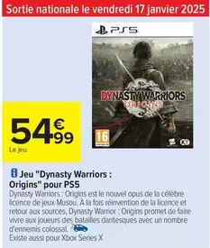 Jeu "dynasty Warriors" Pour Ps5 offre à 54,99€ sur Carrefour Contact