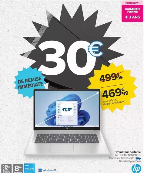 HP - Ordinateur Portable offre à 469,99€ sur Carrefour Contact