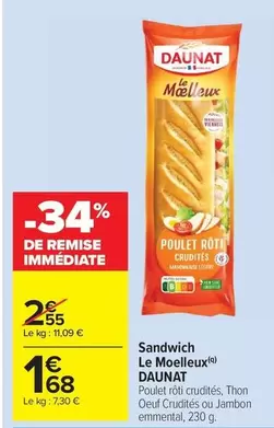 Daunat - Sandwich Le Moelleux offre à 1,68€ sur Carrefour Market