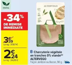 Charcuterie Végétale En Tranches 0% Viande offre à 2,24€ sur Carrefour