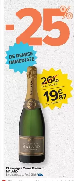 Brut - Champagne Cuvee Pernium offre à 19,87€ sur Carrefour Drive