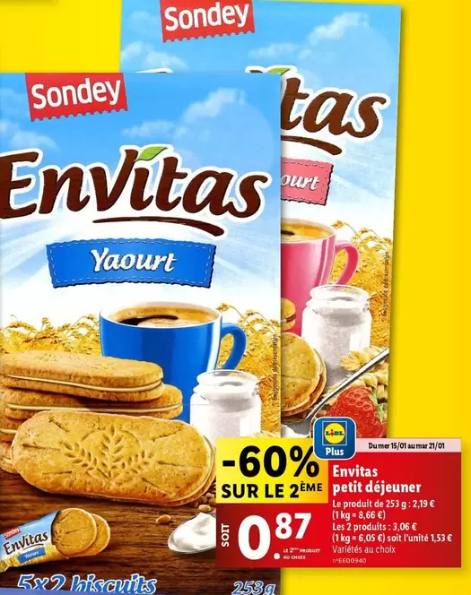 Sondey - Envitas Petit Déjeuner offre à 2,19€ sur Lidl