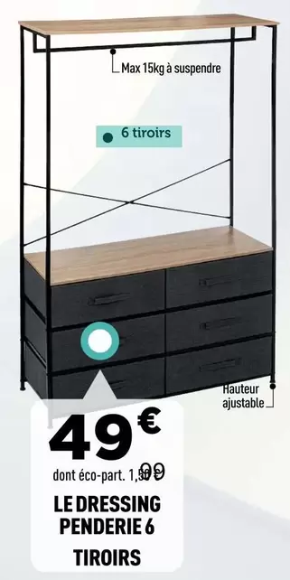 Le Dressing Penderie 6 Tiroirs offre à 49€ sur Centrakor