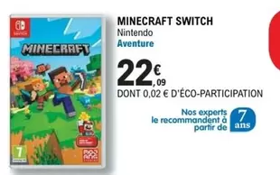 Switch - Minecraft offre à 22,09€ sur E.Leclerc Espace Culturel