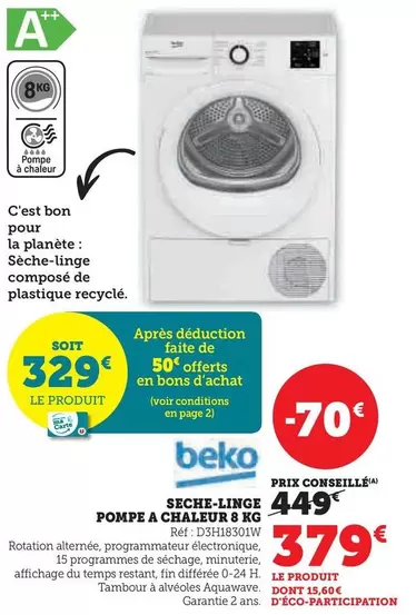 Beko - Seche-linge Pompe A Chaleur offre à 379€ sur Hyper U