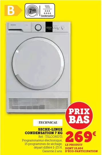 Technical - Seche-linge Condensation 7 Kg offre à 269€ sur Hyper U