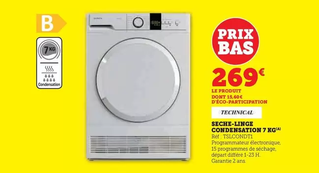 Technic - Seche-linge Condensation 7 Kg offre à 269€ sur Super U