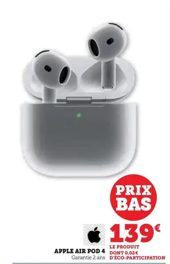 Apple - Air Pod offre à 139€ sur Super U