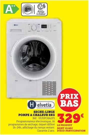 Seche-linge Pompe A Chaleur 8kg offre à 329€ sur Hyper U