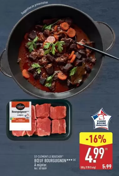 St-Clement Le Boucher - Boeuf Bourguignon offre à 4,99€ sur Aldi