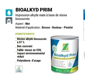 Zolpan - Impression Alkyde Mate À Base De Résine Biosourcee offre sur Zolpan