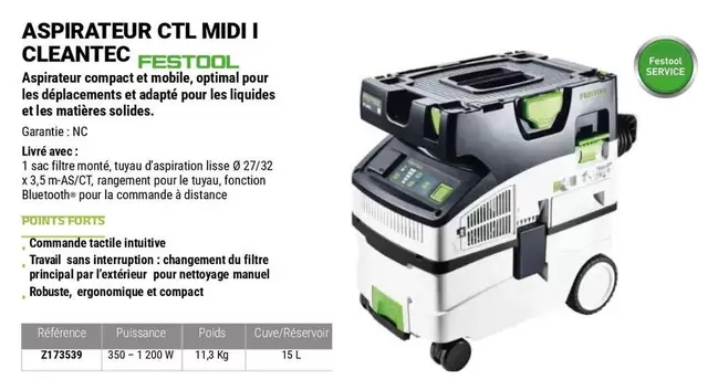 Festool - Aspirateur CTL Midi I Cleantec offre sur Zolpan