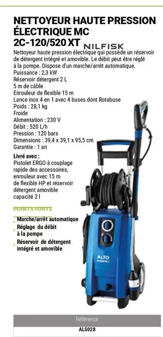 Nilfisk - Nettoyeur Haute Pression Électrique MC 2C-120/5020 XT  offre sur Zolpan