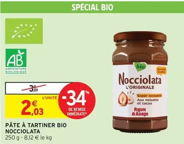 Rigoni Di Asiago - Pâte À Tartiner Bio Nocciolata offre à 2,03€ sur Intermarché Contact