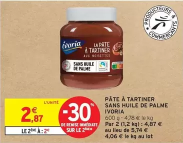 Ivoira - Pâte À Tartiner Sans Huile De Palme- Pâte À Tartiner Sans Huile De Palme offre à 2,87€ sur Intermarché Contact