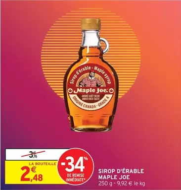 Maple Joe - Sirop D'Érable offre à 2,48€ sur Intermarché Contact