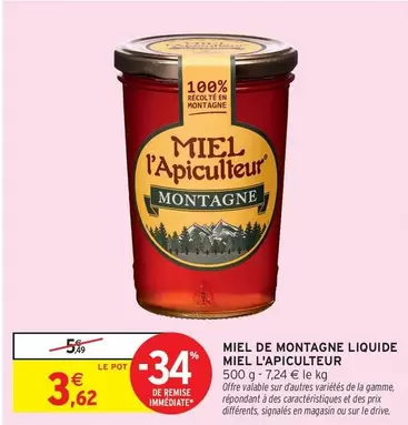 Miel L'Apiculteur - Miel De Montagne Liquide  offre à 3,62€ sur Intermarché Contact