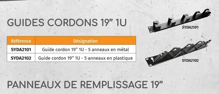 Guides Cordons 19" 1U  offre sur Yesss Electrique