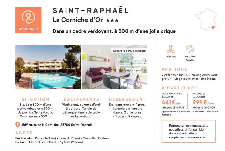 La Corniche D'Or offre à 441€ sur Pierre & Vacances