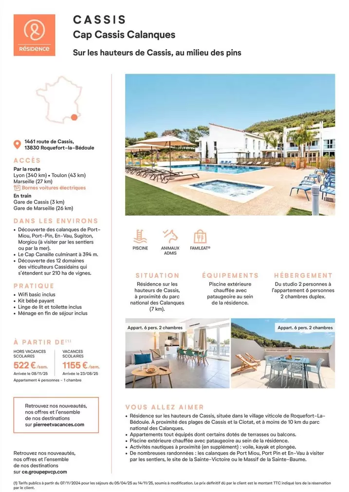 Cap Cassis Calanques offre à 522€ sur Pierre & Vacances