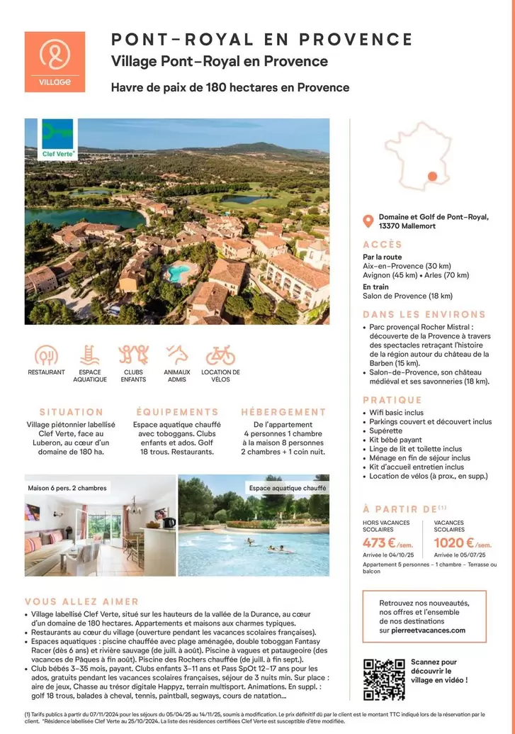 Pont-Royal En Provence offre à 473€ sur Pierre & Vacances