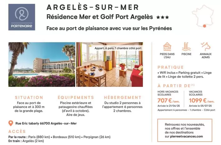 Résidence Mer Et Golf Port Argelés offre à 707€ sur Pierre & Vacances