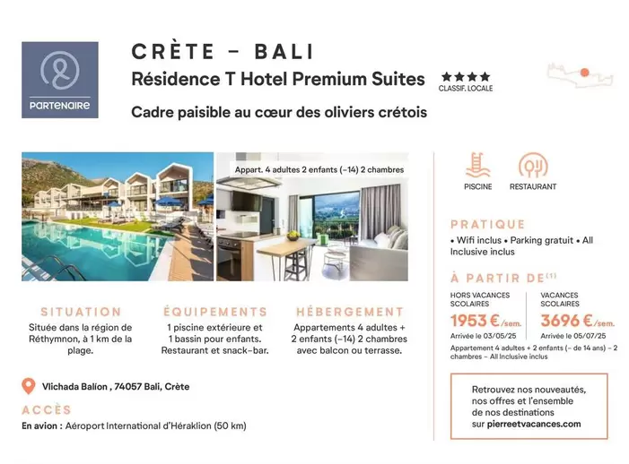 Crête-Bali Résidence T Hotel Premium Suites offre à 1953€ sur Pierre & Vacances