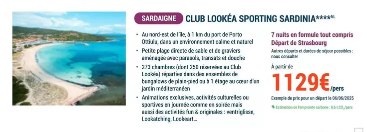 Sardaigne Club Lookea Sporting Sardinia offre à 1129€ sur Prêt à partir