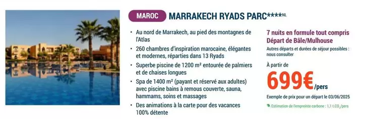 Marrakech Ryads Parc offre à 699€ sur Prêt à partir