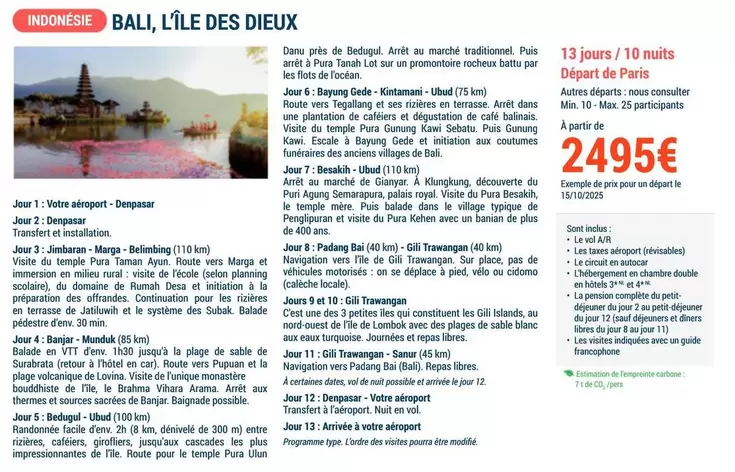 Ndonésie Bali, L'île Des Dieux offre à 2495€ sur Prêt à partir