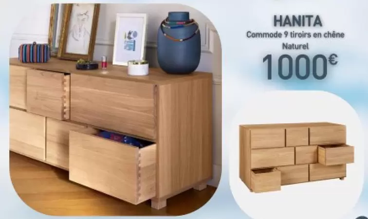 Hanita Commode 9 Tiroirs En Chêne Naturel offre à 1000€ sur Habitat