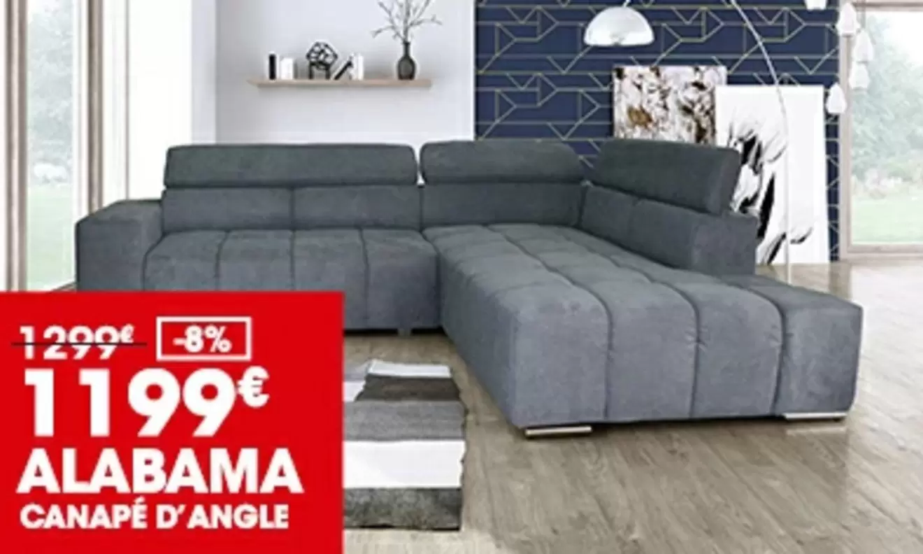 Alabama Canape D'Angle offre à 1199€ sur Basika