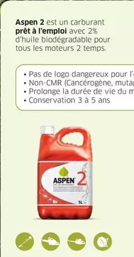 Aspen - 2 Est Un Carburant Prêt À L'emploi Pour Tous D'huile Biodegradable offre sur Point Vert