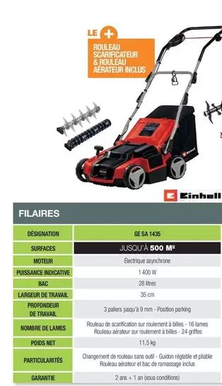 Einhell - Filaires GE SA 1435  offre sur Point Vert