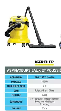 Kärcher - Aspirateurs Eaux Et Poussiéres WD 2 Plus offre sur Point Vert