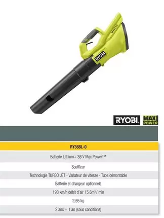 Ryobi - RY36BL 0 offre sur Point Vert