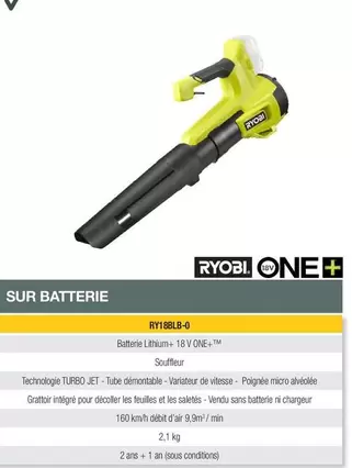 Ryobi - Sur Batterie RY188LB 0 offre sur Point Vert