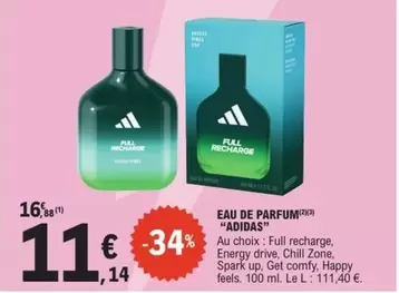 Adidas - Eau De Parfum offre à 11,14€ sur E.Leclerc