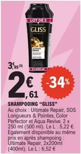 Gliss - Shampooing offre à 2,61€ sur E.Leclerc