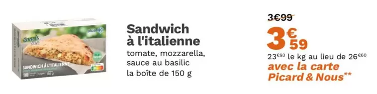 Picard - Sandwich À L'italienne offre à 3,59€ sur Picard