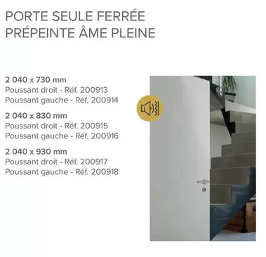 Porte Seule Ferrée Prépeinte Âme Pleine  offre sur Quéguiner