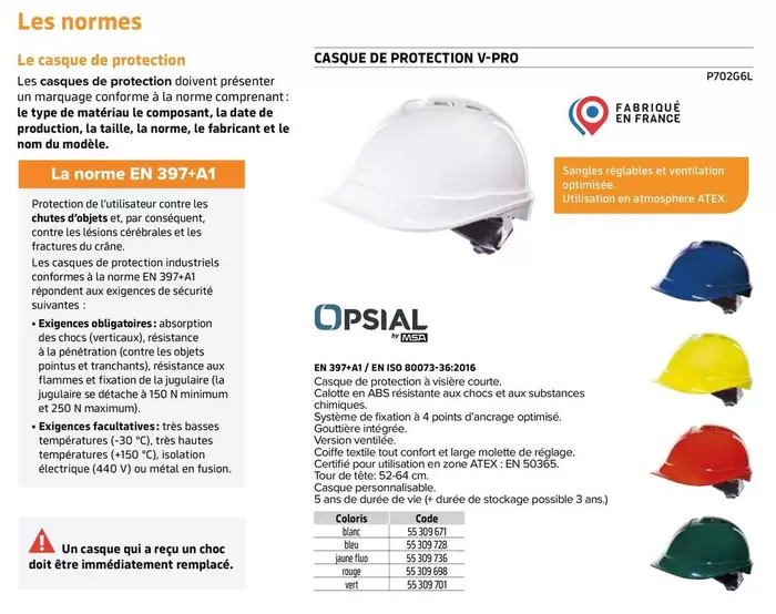 Opsial - Casque De Protection   offre sur Prolians