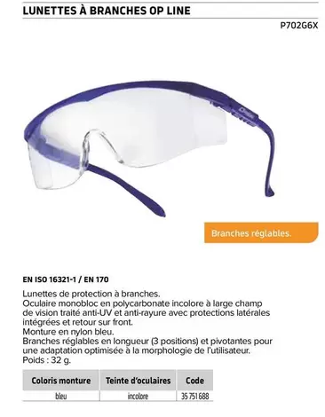 Opsial - Lunettes À Branches Op Line offre sur Prolians