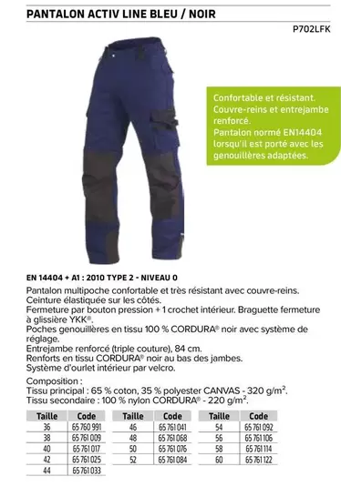 Pantalon Activ Line Femme Bleu/Noir offre sur Prolians
