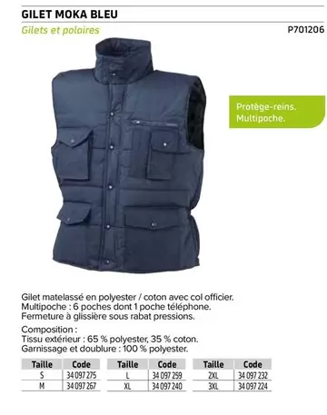 Opsial - Gilet Moka Bleu offre sur Prolians