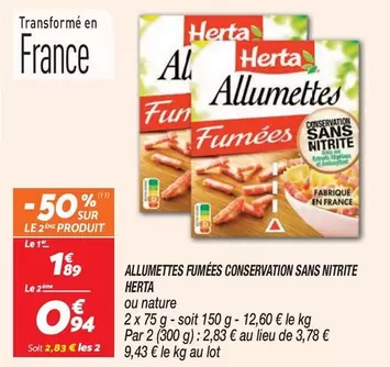 Herta - Allumettes Fumées Conservation Sans Nitrite offre à 1,89€ sur Netto