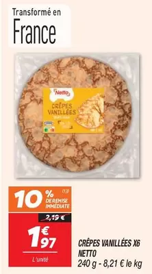 Netto - Crêpes Vanillées X6 offre à 1,97€ sur Netto