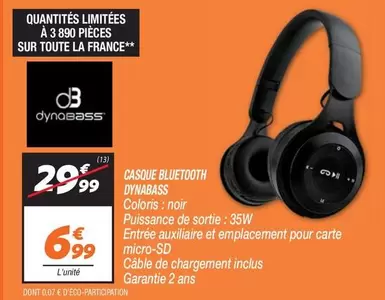 Dynabass - Casque Bluetooth offre à 6,99€ sur Netto